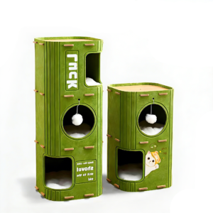 Polyester Felt Cat Condo | Multi-Level Cat Tree with Interactive Play Balls