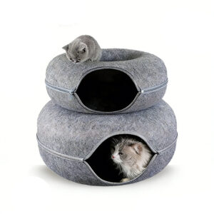 Detachable Felt Cat Cave Bed | Donut-Shaped Polyester Felt Cat House